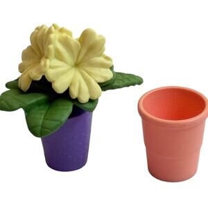 NEW American Girl Garden FLOWERS & PLANT POT Yellow Peach 2pc Doll Accessory Set